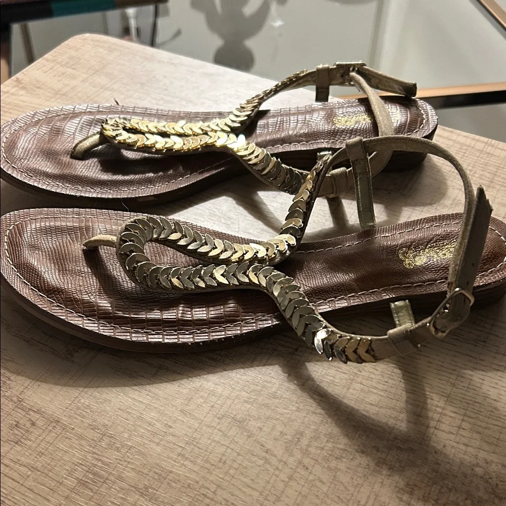 Carlos by Carlos Santana Gold Sequin Sandals - Picture 2 of 3
